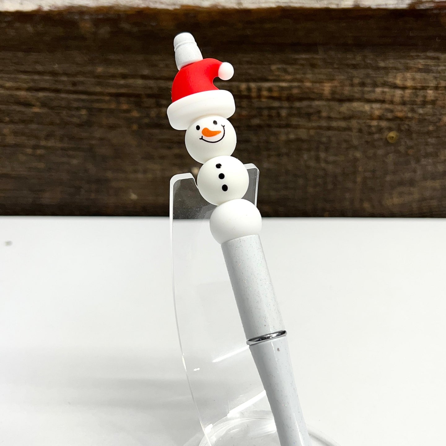 Snowman Glitter Plastic Pen